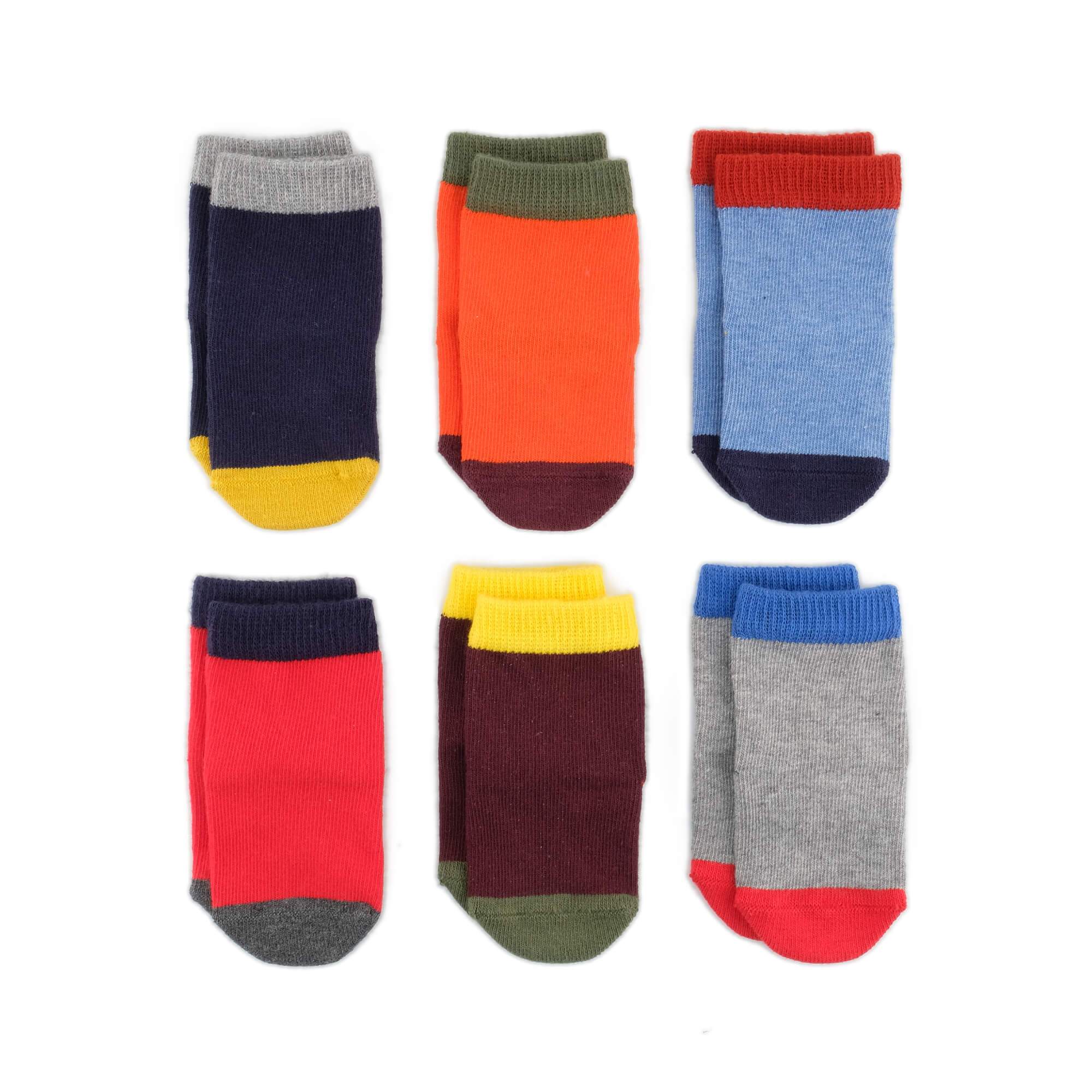 Baby Socks - Solid As A Rock Baby Socks Gift Box - Color Block Baby Socks - product front view⎪Lil'Etiquette Clothiers
